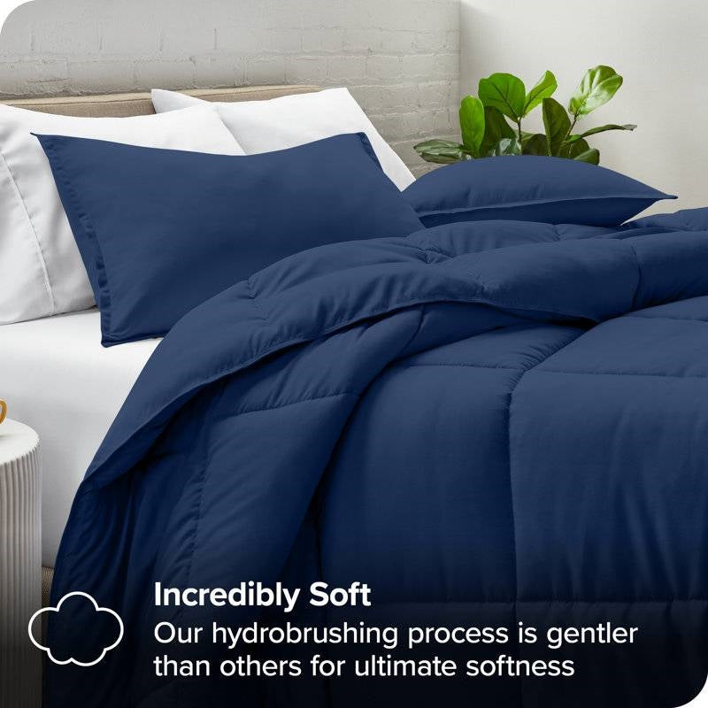 Twin/Twin XL size Super Soft Down Alternative Comforter Set in Navy Blue-2
