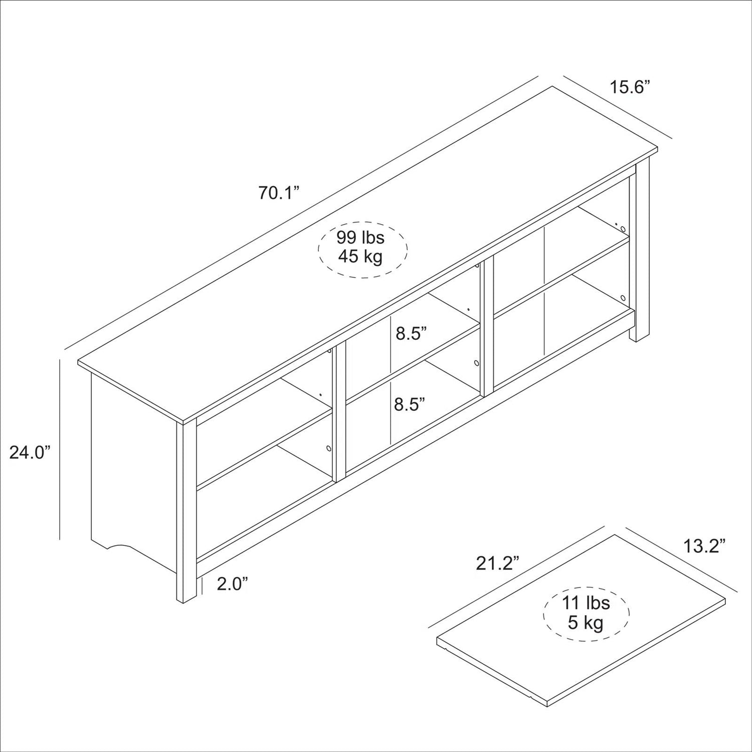 Farmhouse TV Stand in Light Oak Wood Finish - for TVs up to 70-inch-4