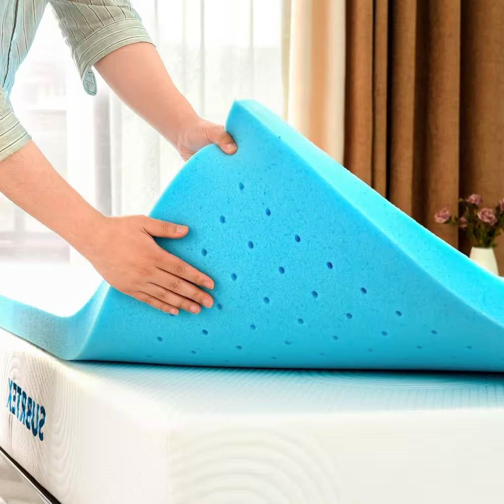 Queen size 3-inch Thick High Density Memory Foam Mattress Topper-2