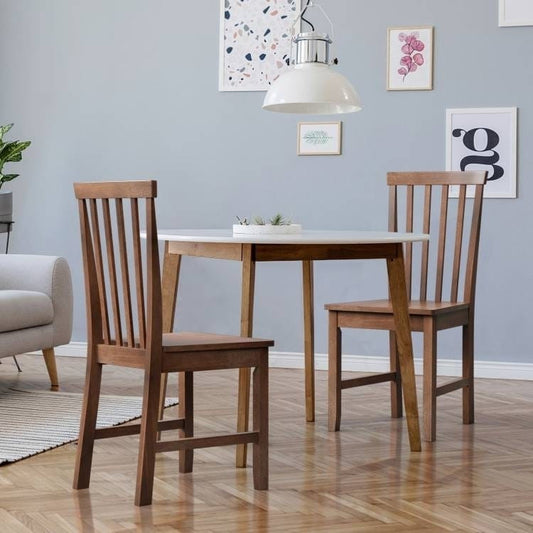 Set of 2 Solid Wood Armless Mission Style Dining Chairs in Walnut Brown Finish-0