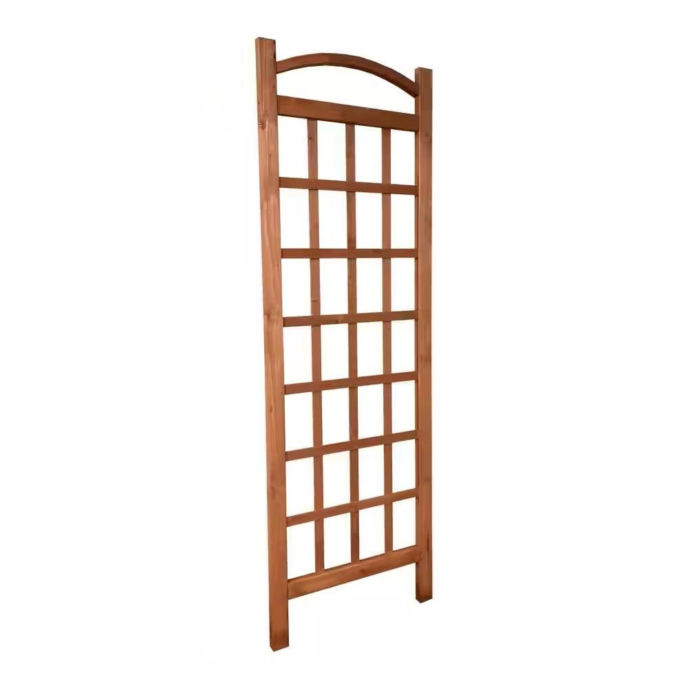 72-inch Outdoor Solid Wooden Classic Grid Garden Trellis in Brown Wood Finish-1