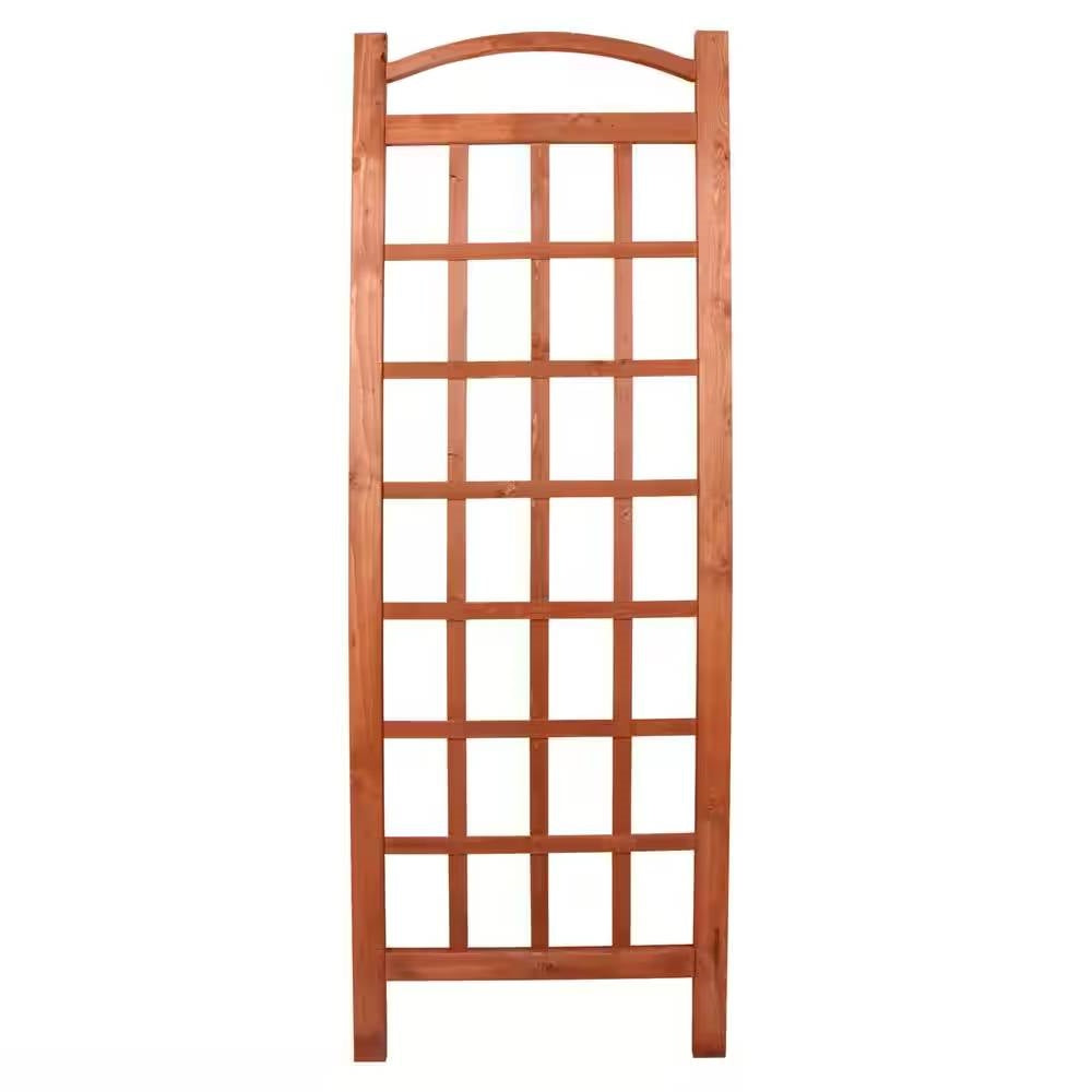 72-inch Outdoor Solid Wooden Classic Grid Garden Trellis in Brown Wood Finish-2