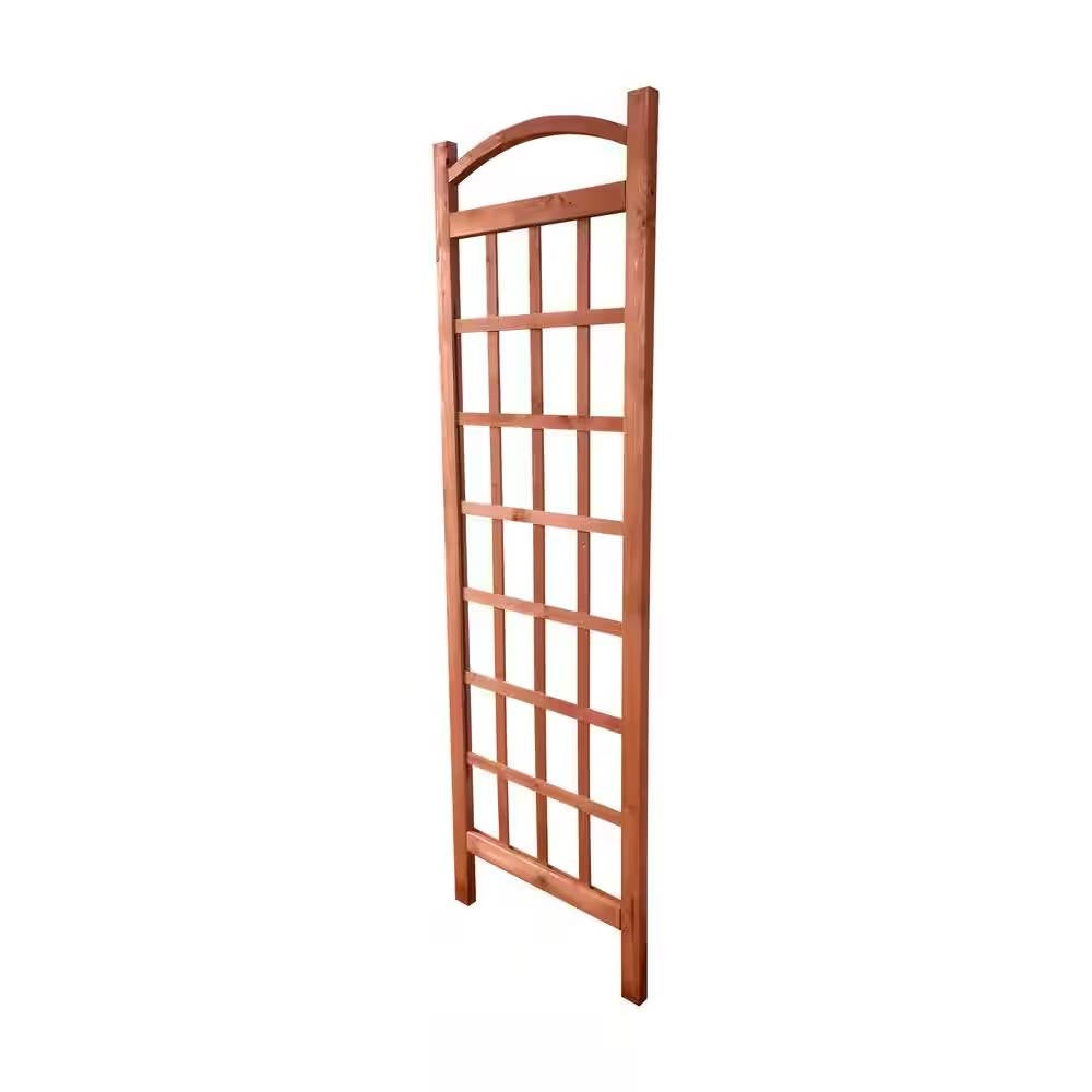 72-inch Outdoor Solid Wooden Classic Grid Garden Trellis in Brown Wood Finish-3