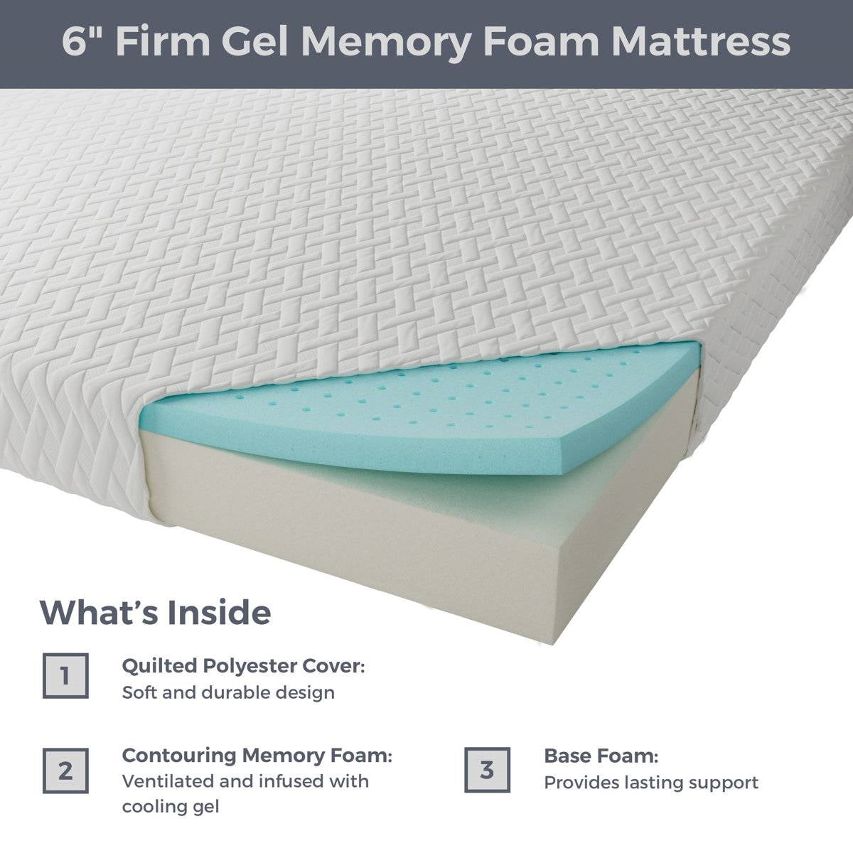Twin XL size 6-inch Thick Firm Cooling Memory Foam Mattress-4