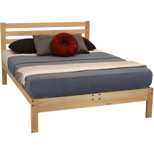 Twin XL size Solid Wood Platform Bed Frame with Slatted Headboard - Made in USA-0