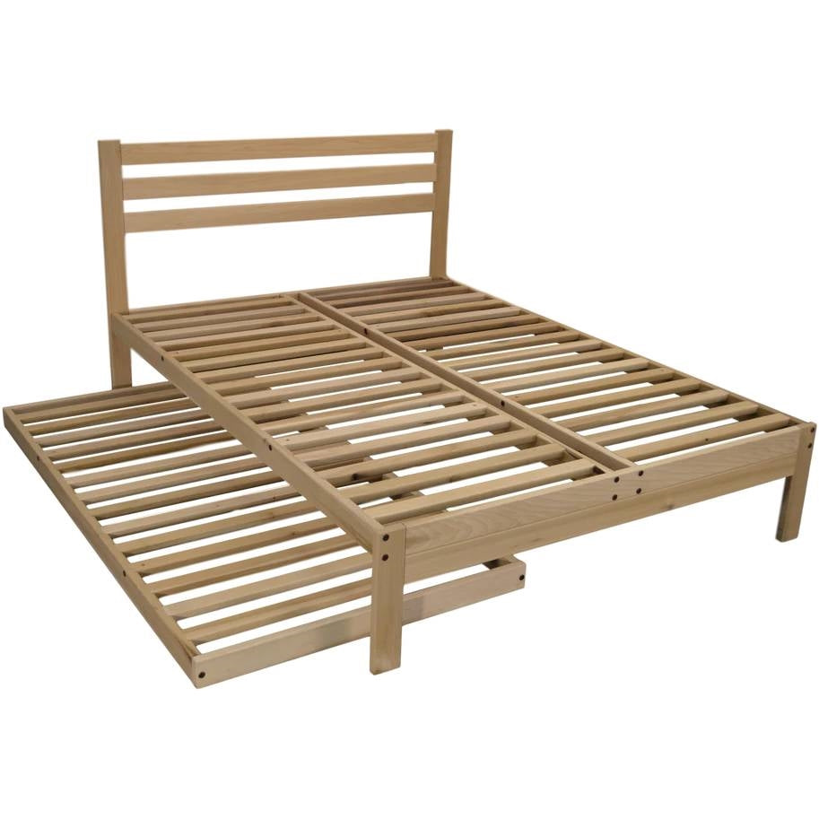 Twin XL size Solid Wood Platform Bed Frame with Slatted Headboard - Made in USA-4