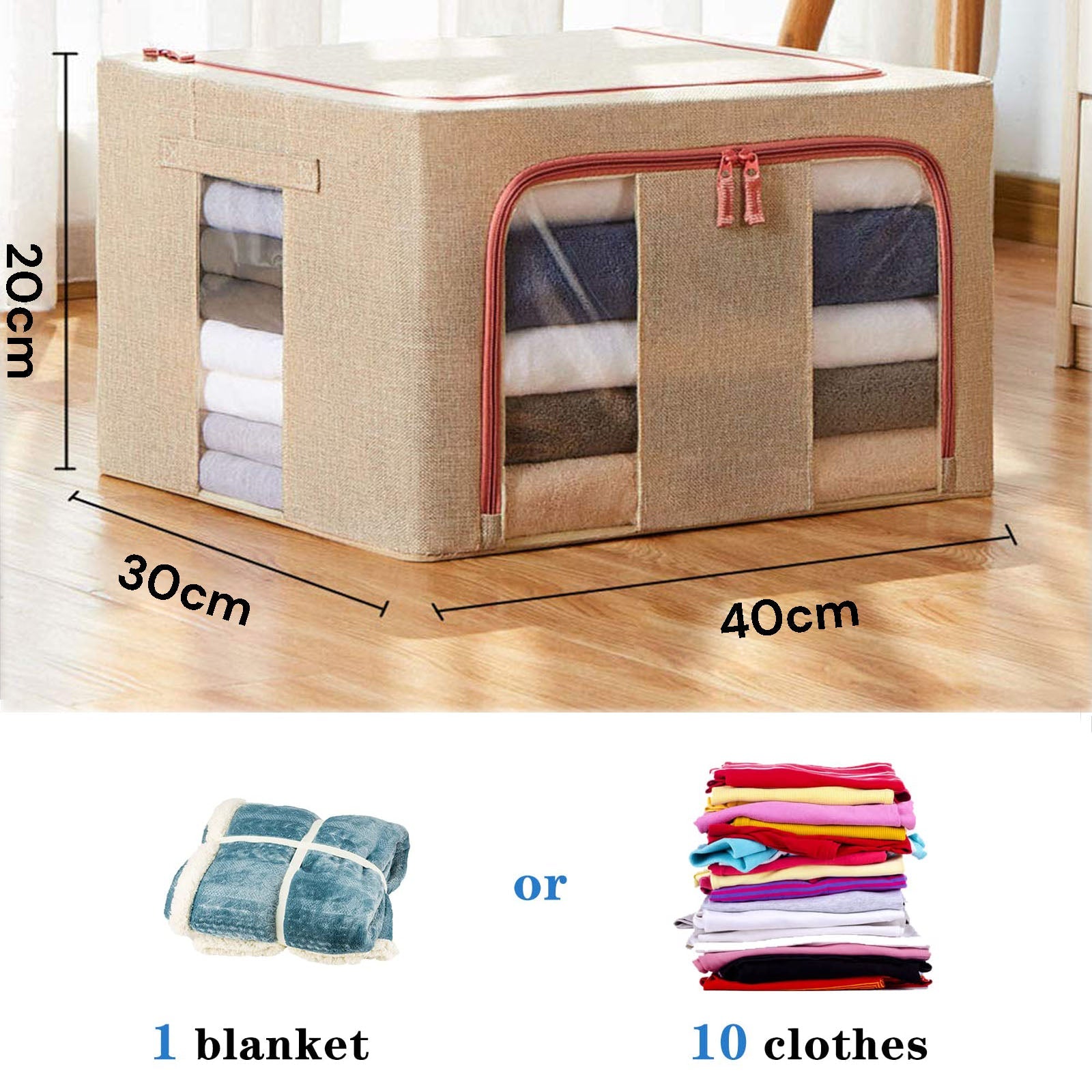 NNEDSZ 24L Cloth Storage Box Closet Organizer Storage Bags Clothes Storage Bags Wardrobe Organizer Idea CREAM-1