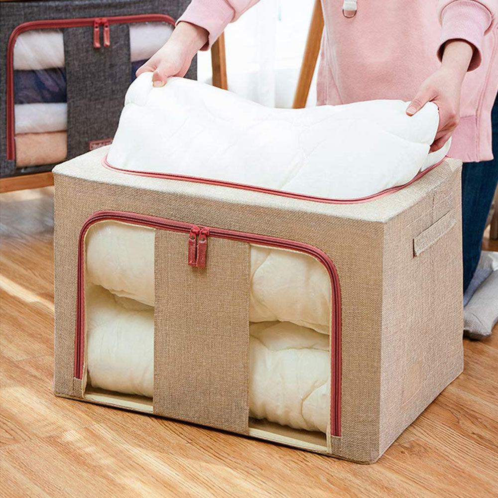 NNEDSZ 24L Cloth Storage Box Closet Organizer Storage Bags Clothes Storage Bags Wardrobe Organizer Idea CREAM-2