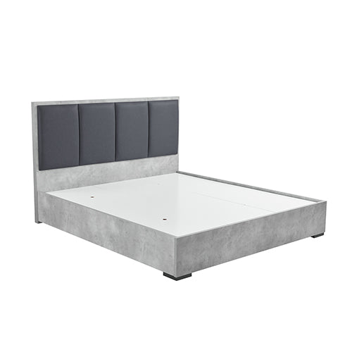 NNEDSZ Queen 5 Pcs Bedroom Suite Fabric Upholstery MDF Combination of Black & Cement Colour-2