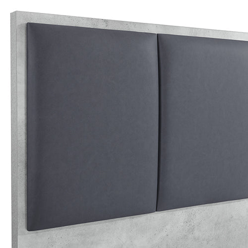 NNEDSZ Queen 5 Pcs Bedroom Suite Fabric Upholstery MDF Combination of Black & Cement Colour-3
