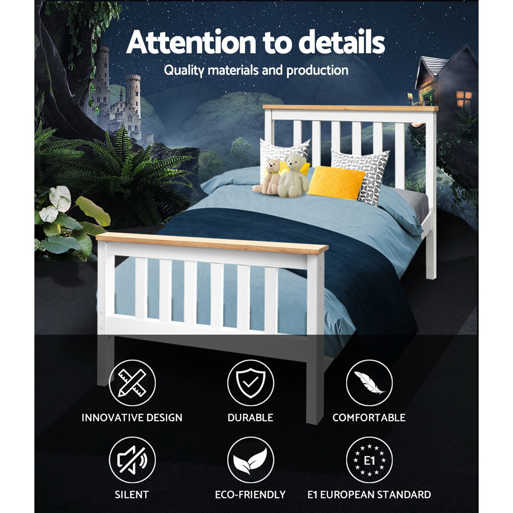NNEDSZ Single Wooden Bed Frame Bedroom Furniture Kids-2