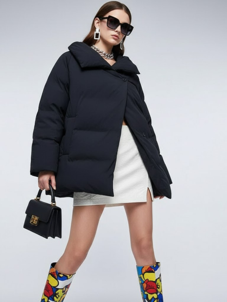 Women's Asymmetric Padded Jacket FLATIRON New Collection Couture in Manhattan BYMANYC ® New York-1
