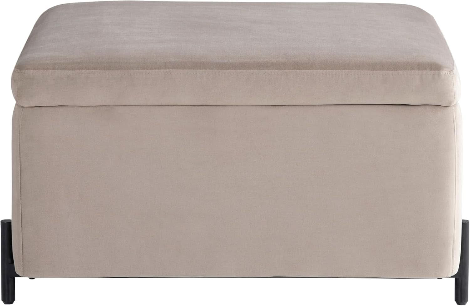 Connor Thirty One Point One Inch Taupe Velvet Storage Ottoman-2