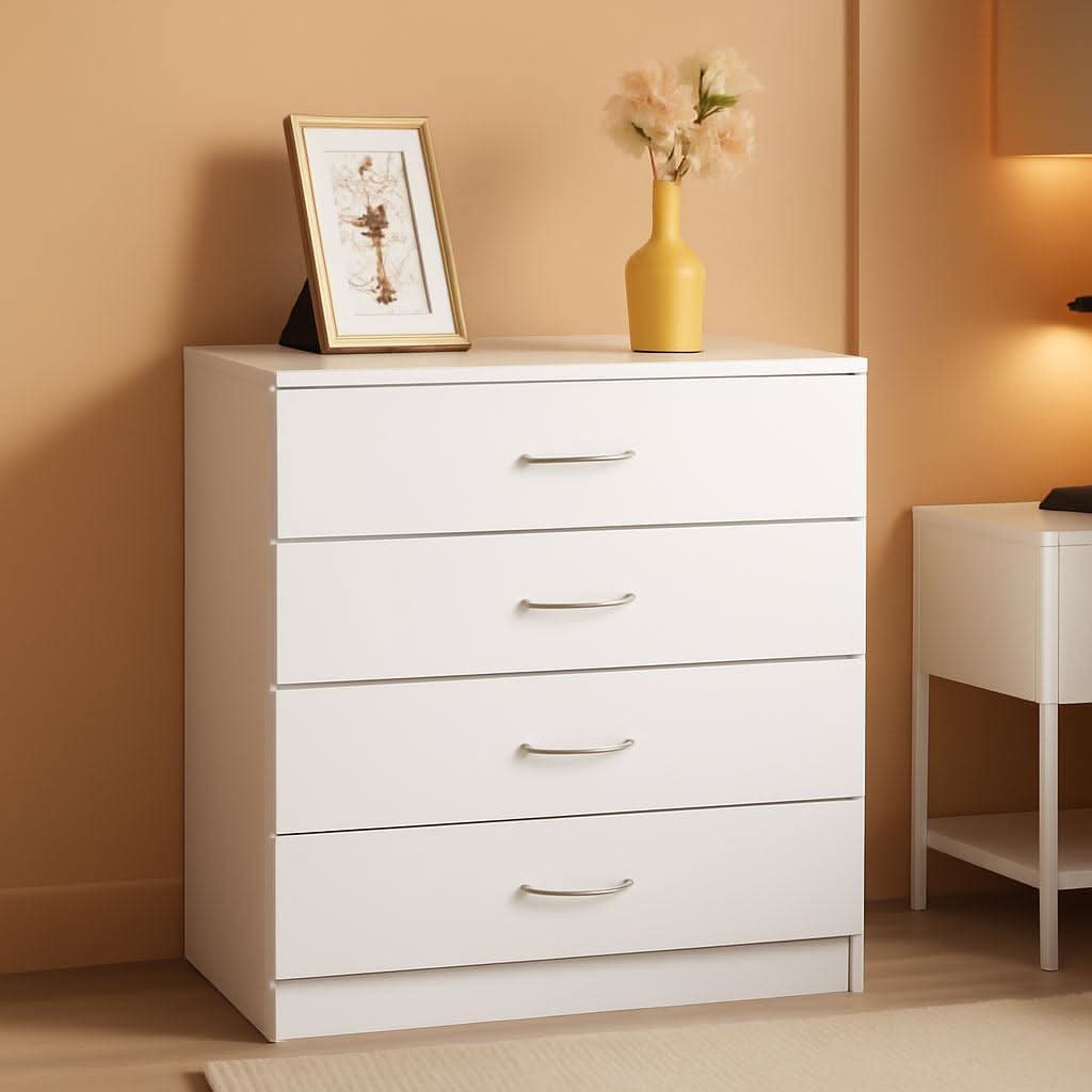 White 4 Drawer Dresser Contemporary Bedroom Storage-0