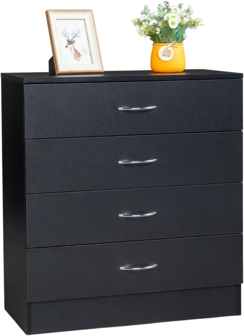 Black Four Drawer Dresser for Bedroom Organization-0