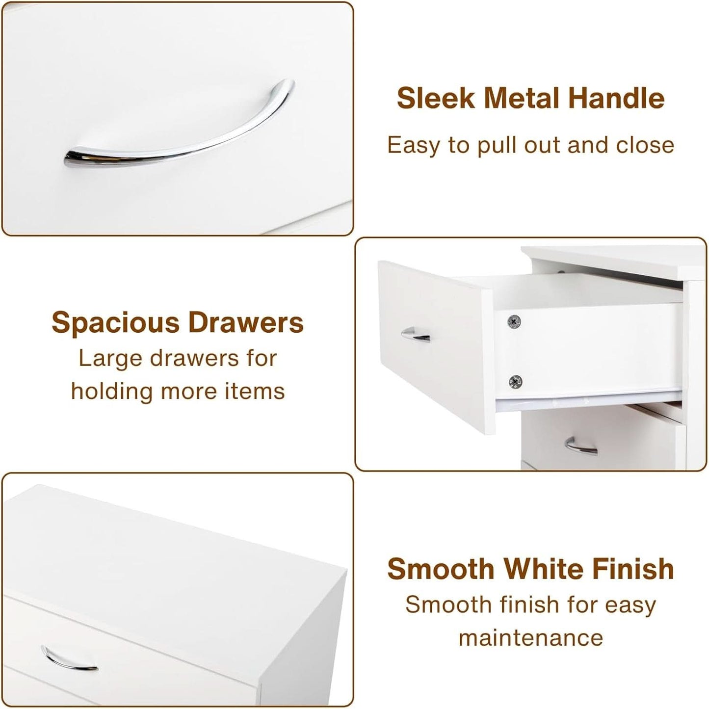 White 4 Drawer Dresser Contemporary Bedroom Storage-4