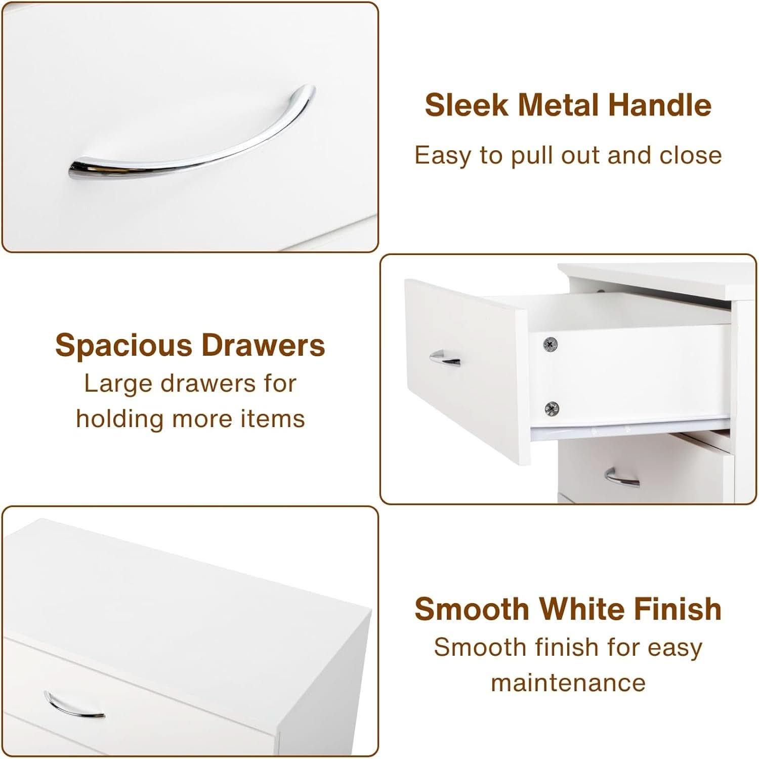 White 4 Drawer Dresser Contemporary Bedroom Storage-4