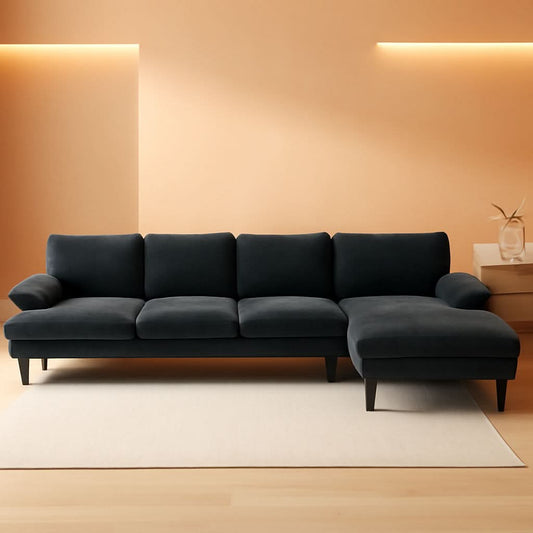 U Shape Sectional Sofa 111 Inch Black Living Room Setup-0