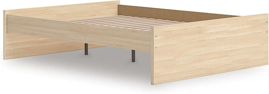 Queen Platform Bed Light Brown Scandinavian Minimalist-0