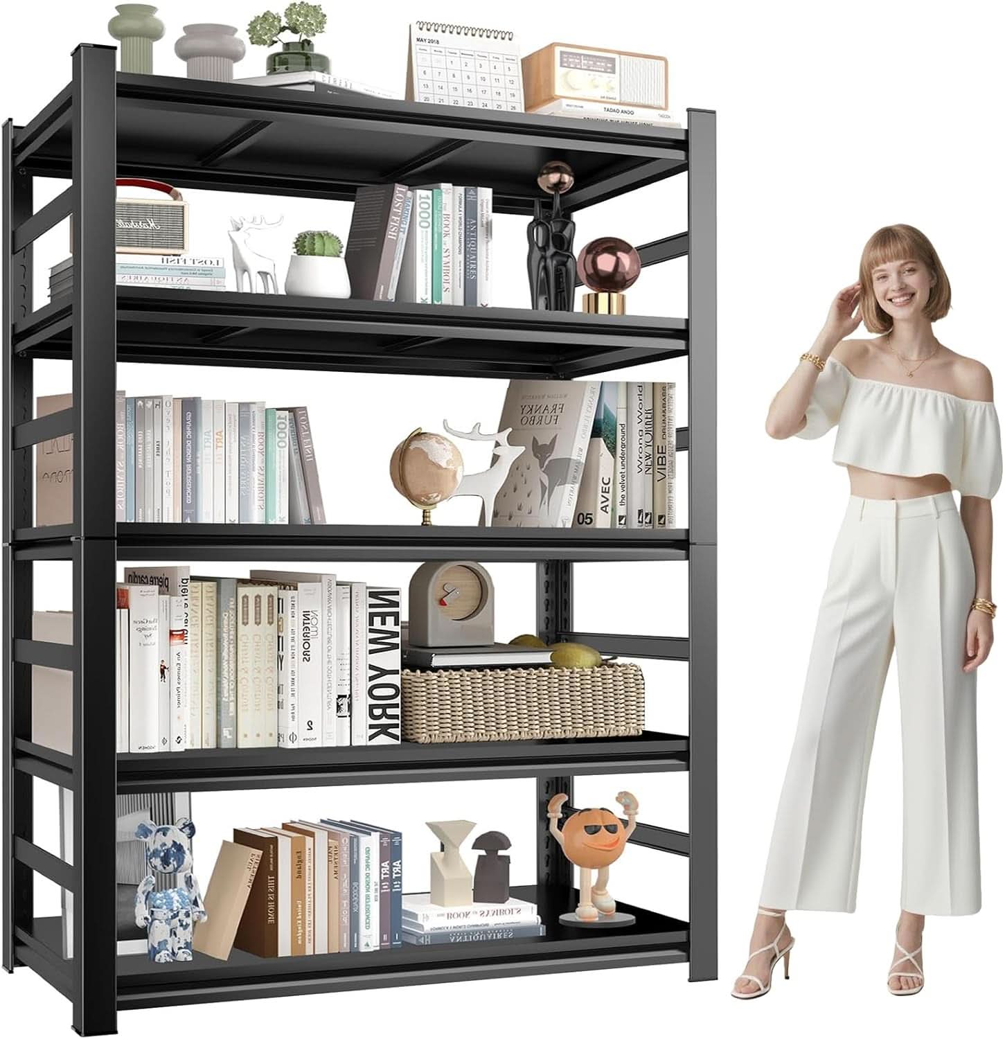 Screwless 5 Tier Industrial Grade Bookcase 72 Inch Tall-0