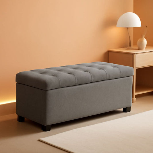 47.2 Inch Storage Ottoman Bench Light Grey Upgraded-0