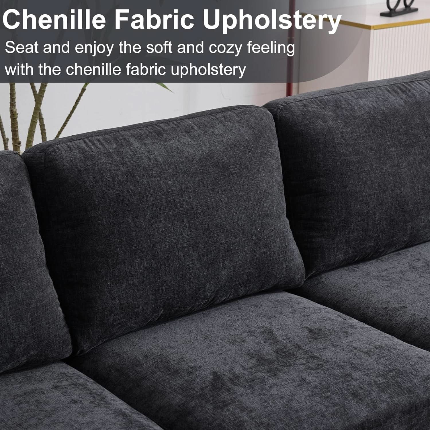 U Shape Sectional Sofa 111 Inch Black Living Room Setup-2