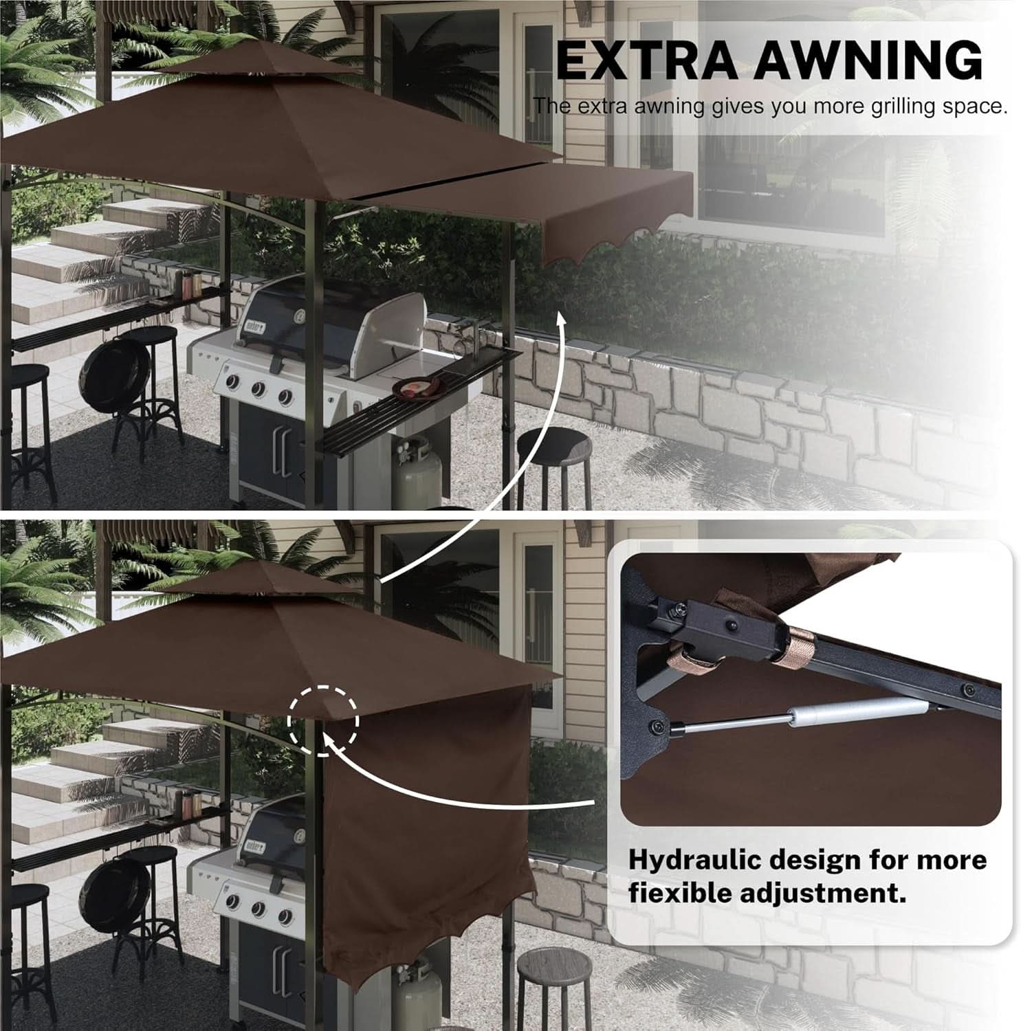 11x5 Grill Gazebo With Brown Weatherproof Lighting-3