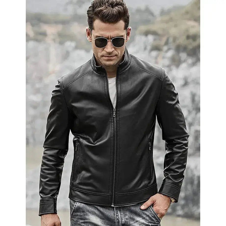 Men’s Leather Biker Jacket-0