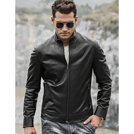 Men’s Leather Biker Jacket-0