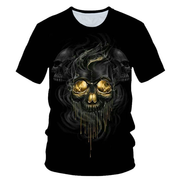 Skull Beauty Rock Cool 3D t shirts Mens Motorcycle Punk 3D Printed T shirt Men Clothes tshirt-13