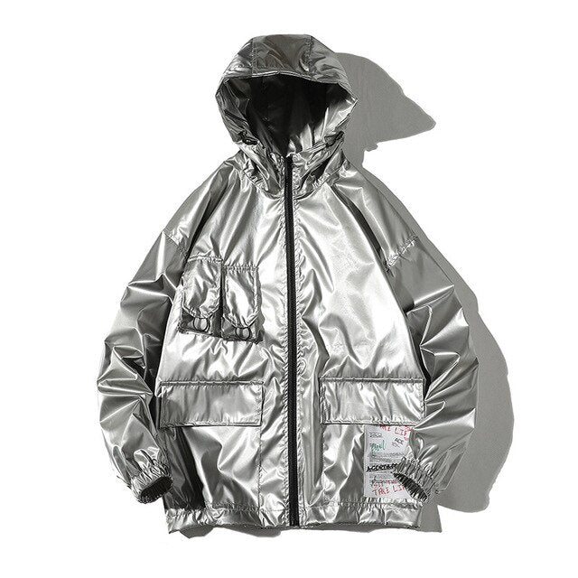 New Spring men Bright Leather Jacket Hooded Multi-pocket Fashion Design Men's Jackets and Coats Clothes Big Size 4XL 5XL-5