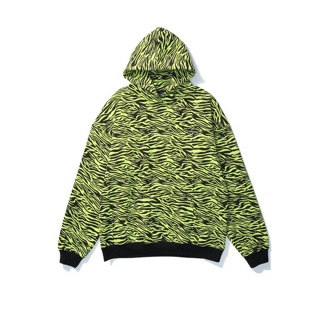 Streetwear Green Zebra Pattern Hoodies Sweatshirt Hip Hop Hoodie Autumn Harajuku Pullover Oversize Unisex Clothes-5