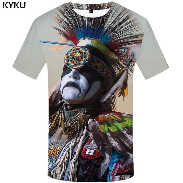 Men Harajuku T-shirts 3d America Tshirt Printed Feather Tshirts Casual Colorful Anime Clothes-5