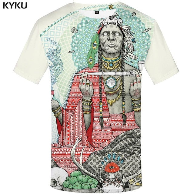 Men Harajuku T-shirts 3d America Tshirt Printed Feather Tshirts Casual Colorful Anime Clothes-7