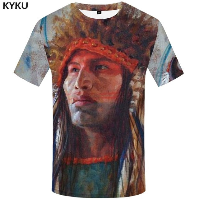 Men Harajuku T-shirts 3d America Tshirt Printed Feather Tshirts Casual Colorful Anime Clothes-9
