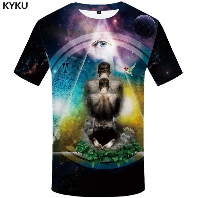 Men Harajuku T-shirts 3d America Tshirt Printed Feather Tshirts Casual Colorful Anime Clothes-10