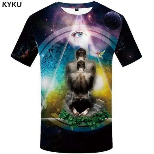 Men Harajuku T-shirts 3d America Tshirt Printed Feather Tshirts Casual Colorful Anime Clothes-10