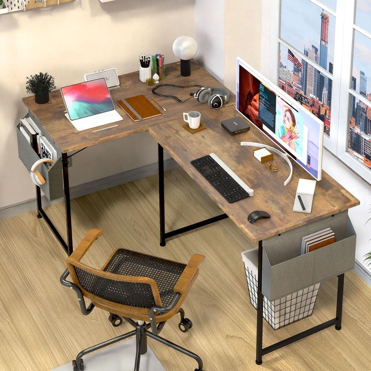 40 Inch Small Space Writing Desk With Headphone Hooks-3
